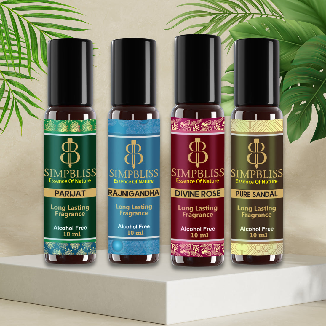 Traditional Indian Floral Attars Combo (4x10ml/6ml each)