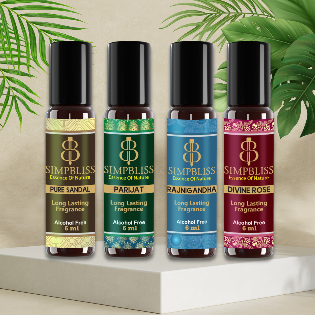 Traditional Indian Floral Attars Combo (4x10ml/6ml each)
