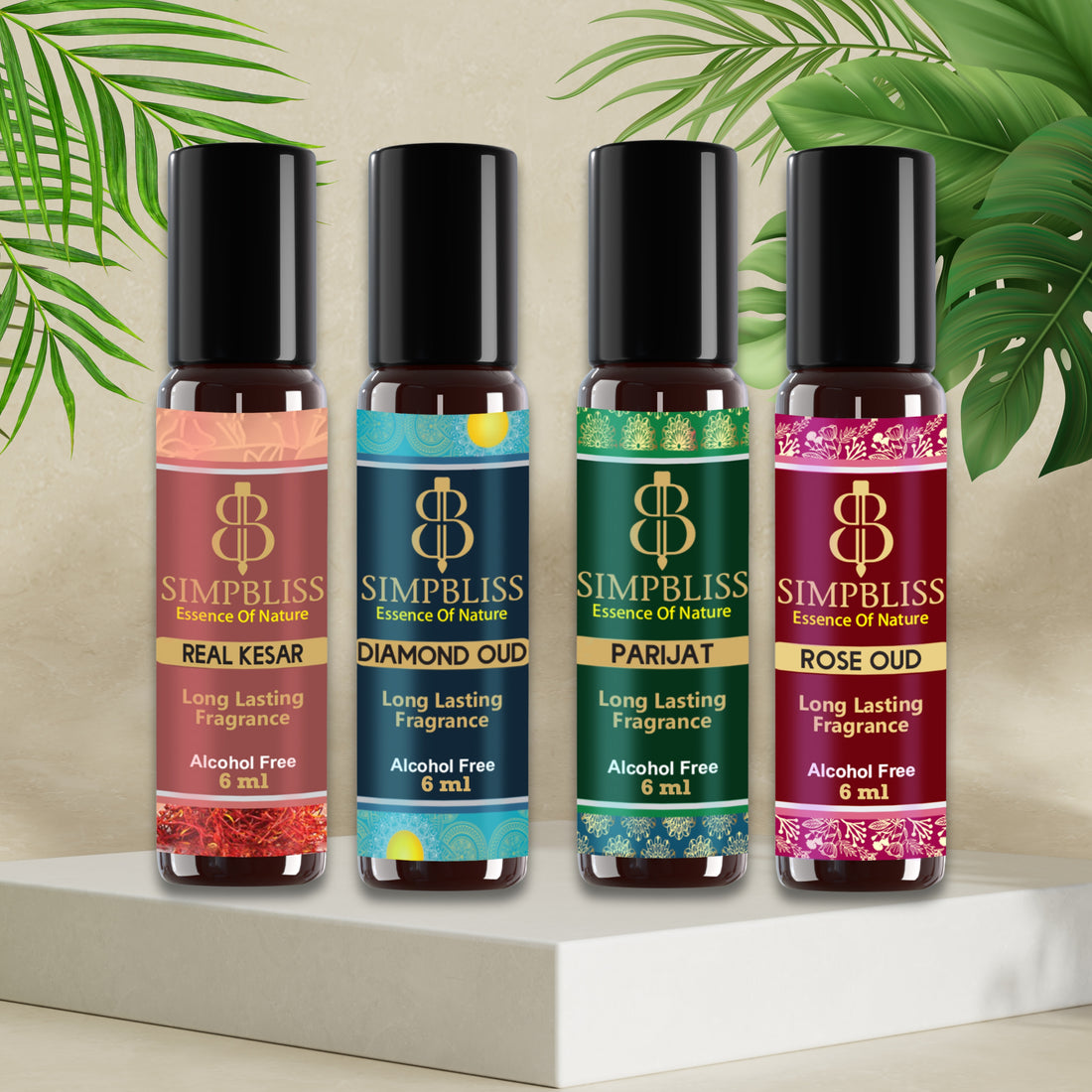 Simpbliss Luxury Floral & Oud Attar Set (4x10/6ml each)