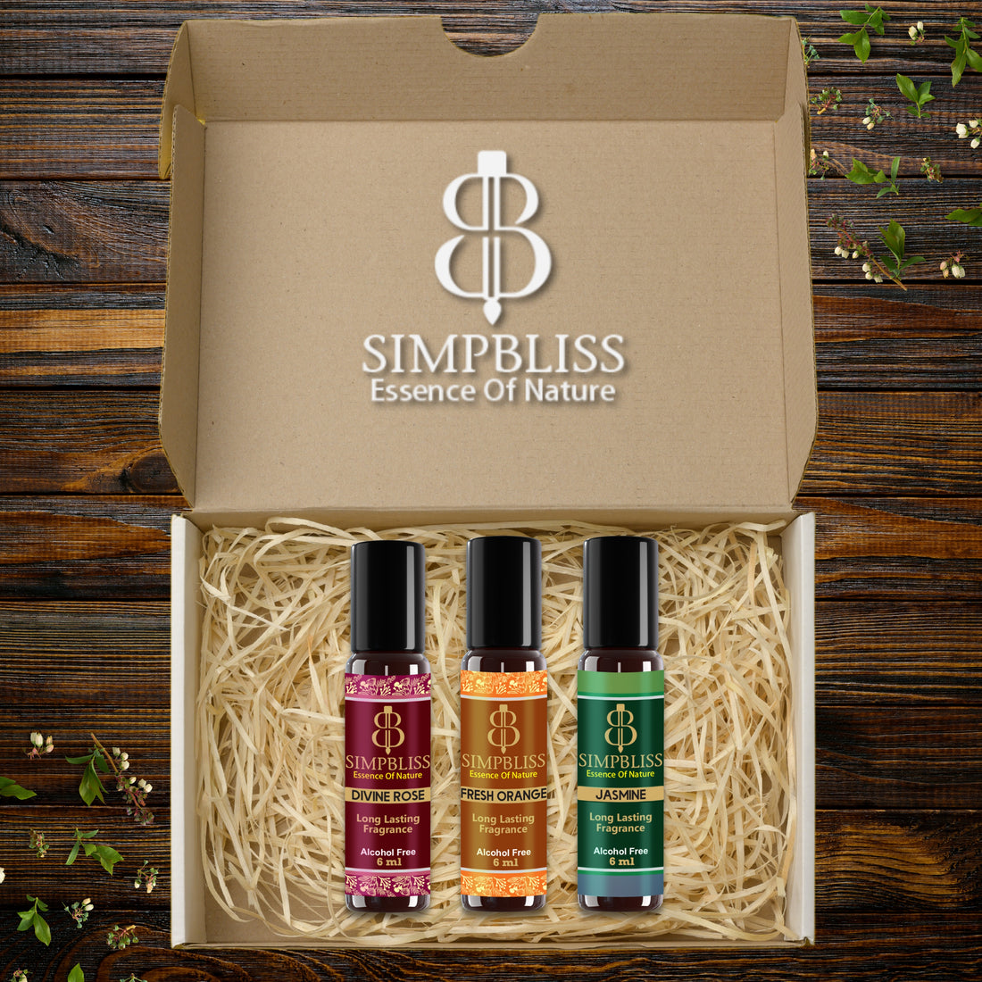 Nature’s Harmony Attar Set: Divine Rose, Fresh Orange & Jasmine