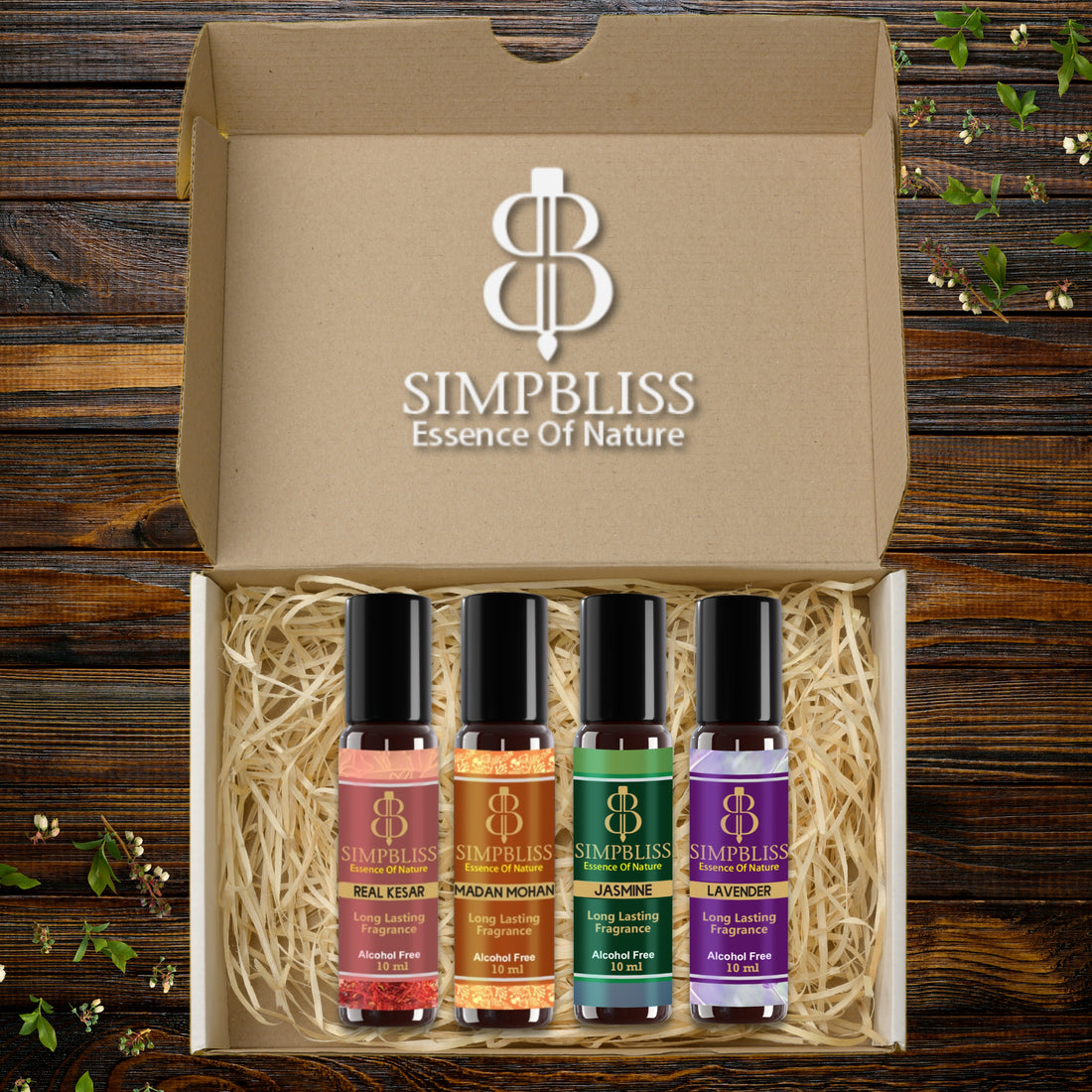 Unisex Divine Attar Pack – Real Kesar, Lavender, MadanMohan & Jasmine