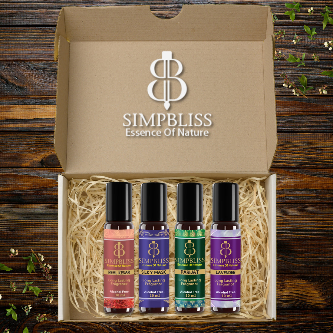 Divine Aroma Combo – Kesar, Lavender, Parijat & Silky Musk Attars