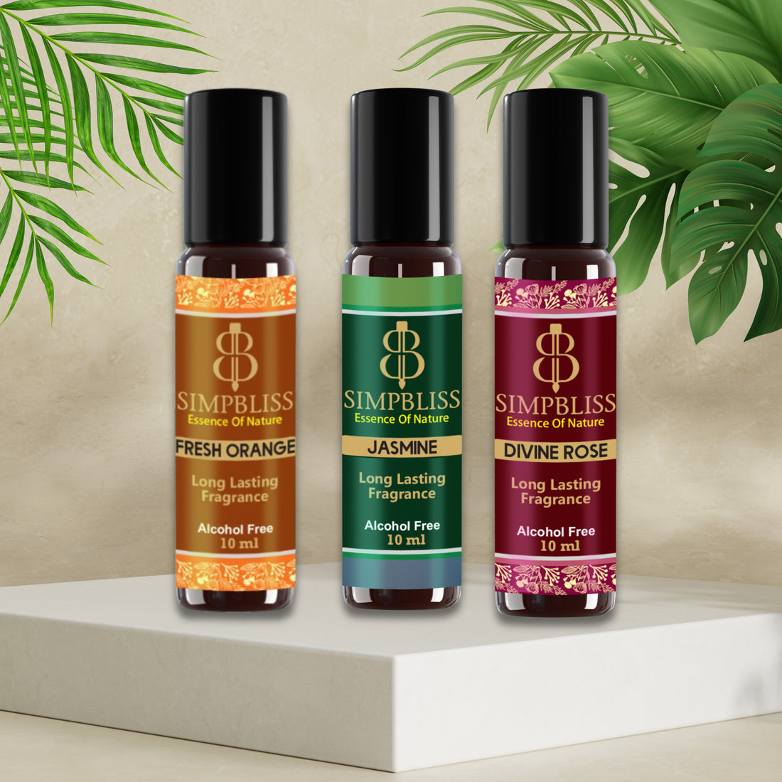 Nature’s Harmony Attar Set: Divine Rose, Fresh Orange & Jasmine