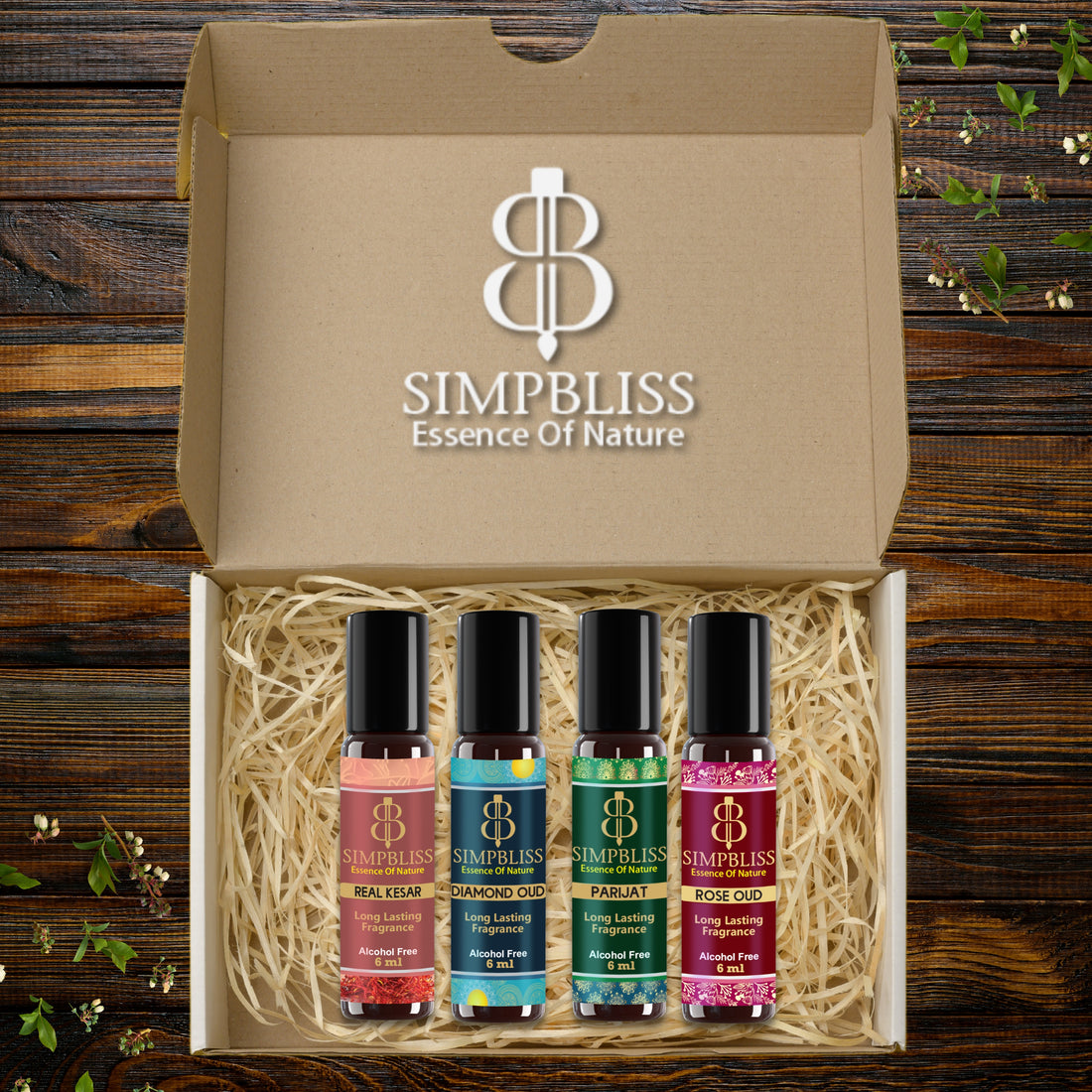Simpbliss Luxury Floral & Oud Attar Set (4x10/6ml each)